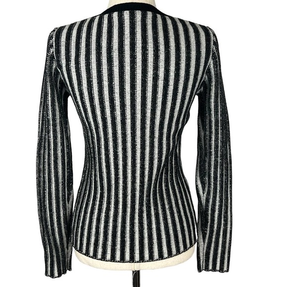 VINCE‎ STRIPED FULL ZIP SWEATER IN BLACK & WHITE NWT WOMEN'S SIZE MEDIUM - Picture 2 of 16